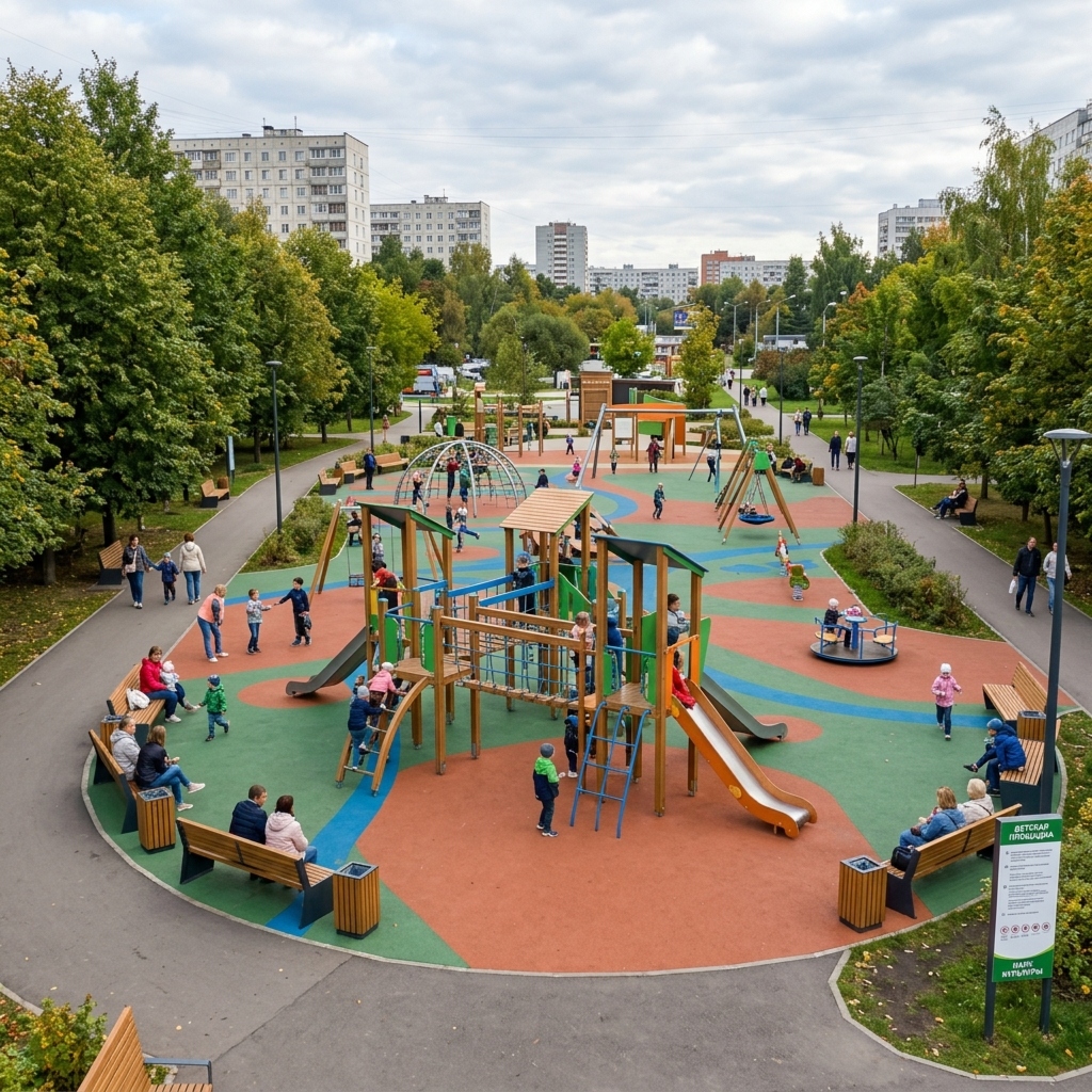 Игровая детская зона в городском парке