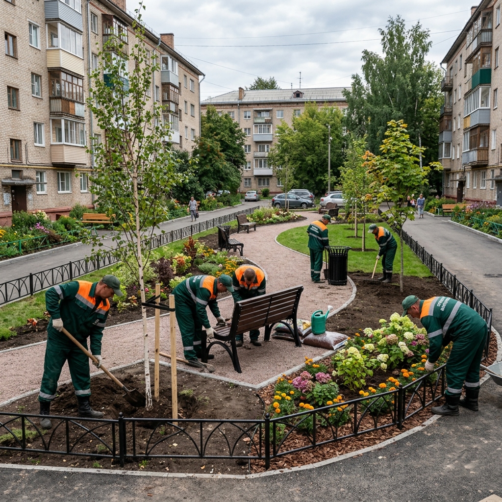 Озеленение и благоустройство территории