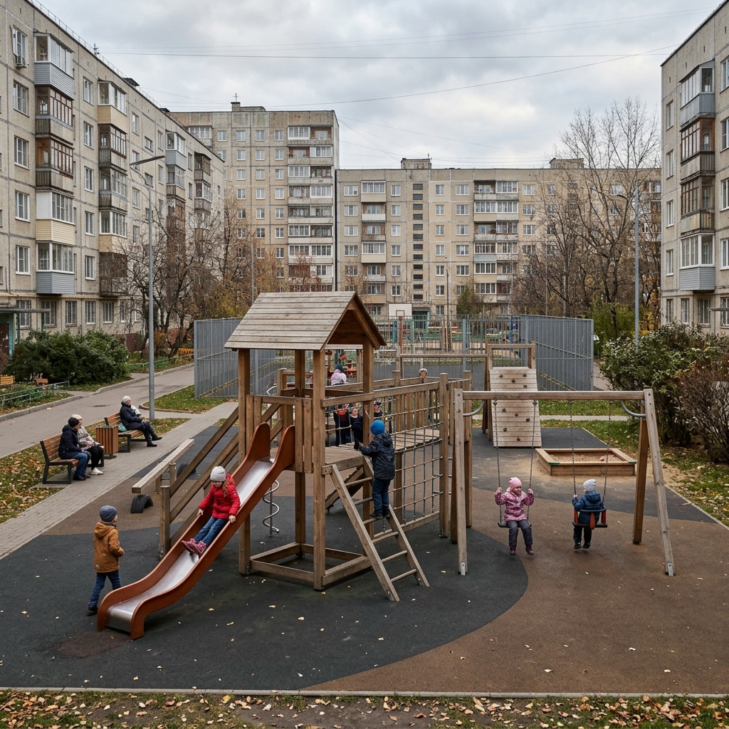 Установка детских площадкок из дерева в Самаре